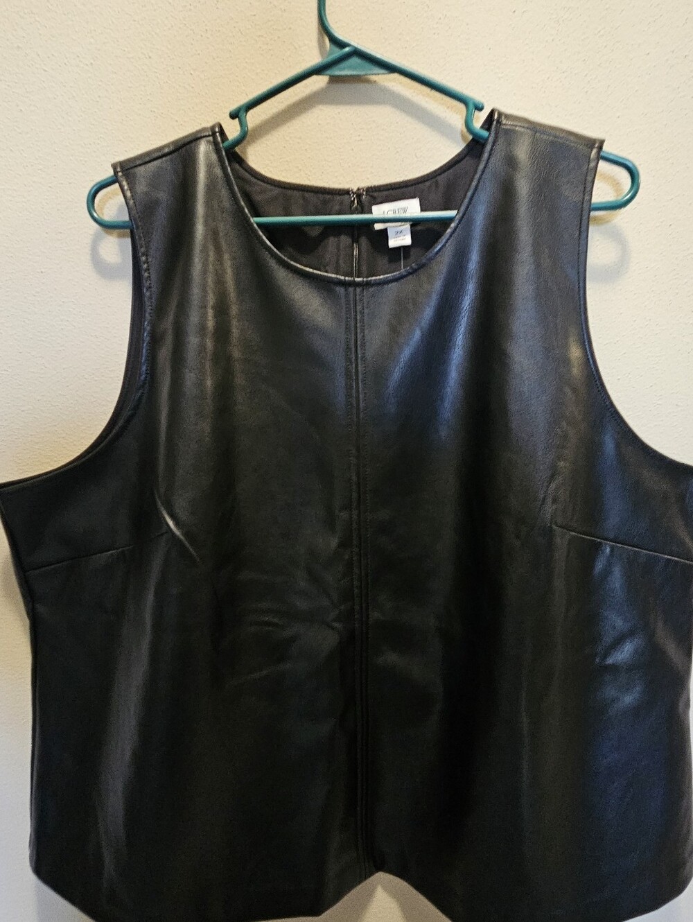 Faux Leather Sleeveless Shell Top - Black